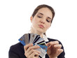 Photo: Woman Choosing a Credit Card Woman Choosing a Credit Card