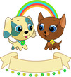Cute puppy and kitten vector illustration Cute puppy and kitten vector illustration