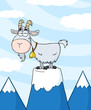 Longhorn On Top Of A Mountain Peak