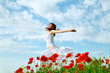 beauty woman in poppy field beauty woman in poppy field