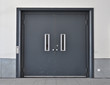 dark gray double metal door