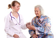 Doctor gives a glass of water to her patient