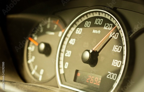 Photo: Closeup of a speed meter of a car Closeup of a speed meter of a car