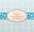invitation vintage label flower frame blue