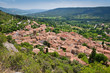 view of ancient village moustiers, france