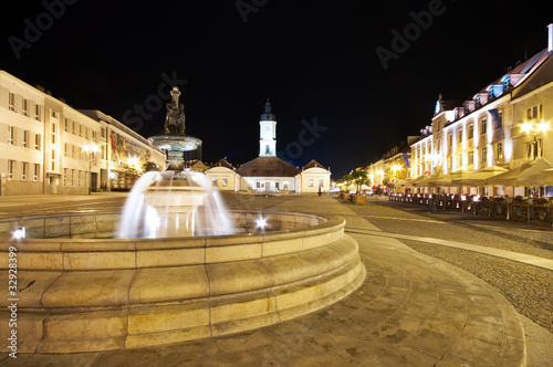 Photo: Bialystok with fountain at night, Poland Bialystok with fountain at night, Poland