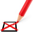 Rotstift und 1 Checkbox