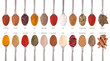 Spices collection on spoons