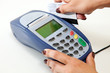 Moment of payment with credit card through terminal
