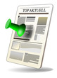 Zeitung mit Pin