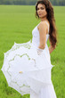 Beautiful bride posing outdoors