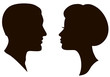 man and woman faces vector profiles