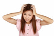 Photo: Young asian woman having a headache. Young asian woman having a headache.