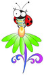 Ladybug and flower. Vector illustration.