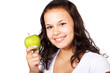girl with green apple