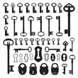 Vector: Silhouettes of old keys Silhouettes of old keys