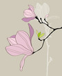 Card with stylized magnolia