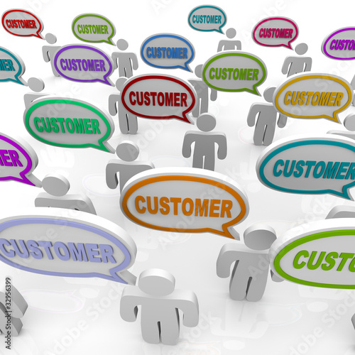 Illustration: Customers - Large Group of People Talking Customers - Large Group of People Talking