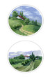 Landscape with road and a small house