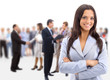 Business team people group crowd full length stand
