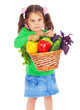 Little girl with basket of vegetables