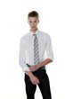 Successful man rolls up his sleeves