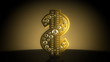 Turning golden dollar sign with diamonds - seamless loop