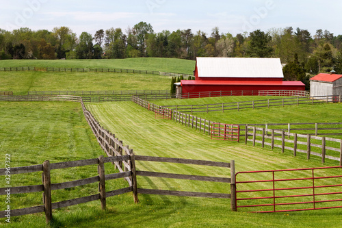 Photo: Fenced Pastures With Barn Fenced Pastures With Barn
