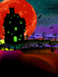 Grungy Halloween with haunted house. EPS 8