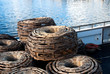 Old crayfish pots on a boat