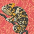 abstract floral background with chameleon