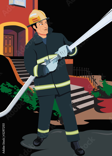 Illustration: Front view of a fireman Front view of a fireman