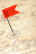 Flag red a pin on old map