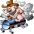Pig riding on a BBQ barrel Pig riding on a BBQ barrel