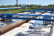 Water treatment plant with dirty sludge in sedimentation tank