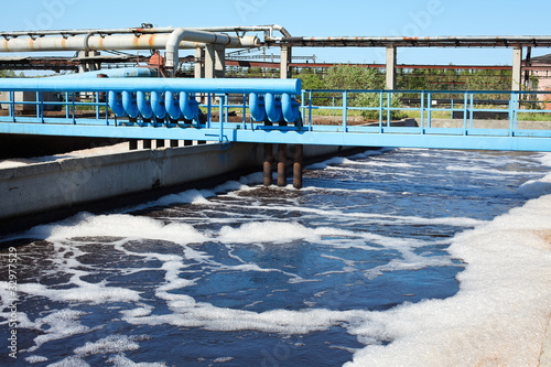 Photo: Water treatment plant with dirty sludge in sedimentation tank Water treatment plant with dirty sludge in sedimentation tank