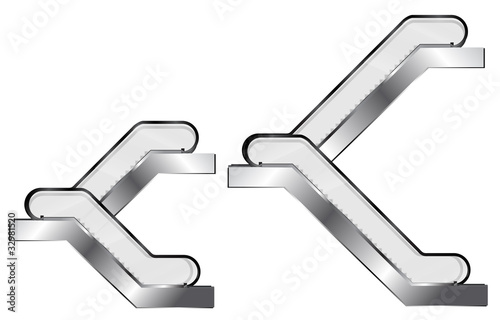 Vector: set of escalators isolated on white background set of escalators isolated on white background