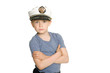 Photo: Cute boy in a sea cap. On his cap emblem of Russia. Cute boy in a sea cap. On his cap emblem of Russia.