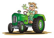 Farmer with Green Tractor