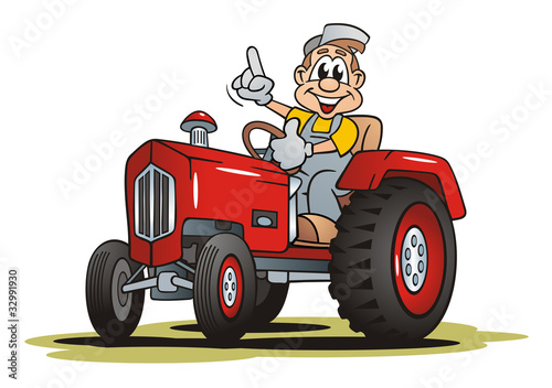 Illustration: Farmer with Red Tractor Farmer with Red Tractor