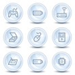 Electronics web icons set 2, light blue glossy circle buttons