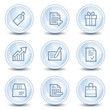 Shopping web icons set 1, light blue glossy circle buttons