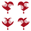 icons of human heart with hands on it