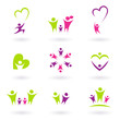 Vector: Family, relationship and people icon collection - green, pink Family, relationship and people icon collection - green, pink