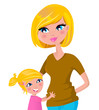 A fényképek részletei Cute blond mother and daughter isolated on white. Vector