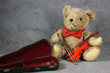 Teddybär als Strassenmusiker