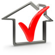 House symbol with red check mark