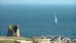 panorama di santa cesarea terme, barca a vela,porto miggiano