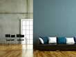 Wohndesign - graues Wohnzimmer mit Betonwand