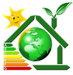 Certificazione energia con globo terrestre e sole
